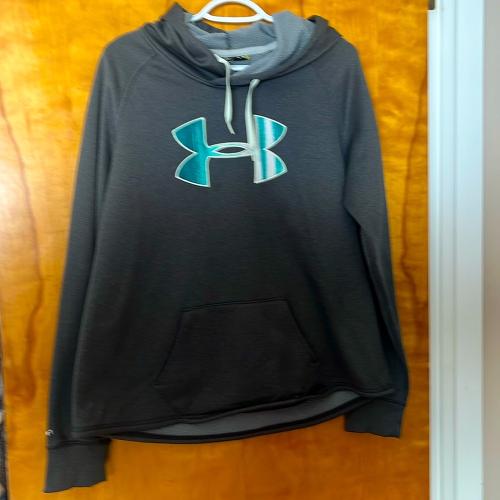 Under Armour woman’s hoodie— deep gray with teal